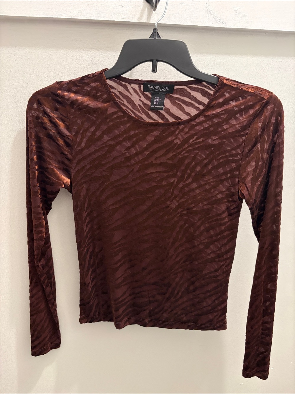 Rachel Zoe Burnt Copper Animal-Texture Long Sleeve Top
